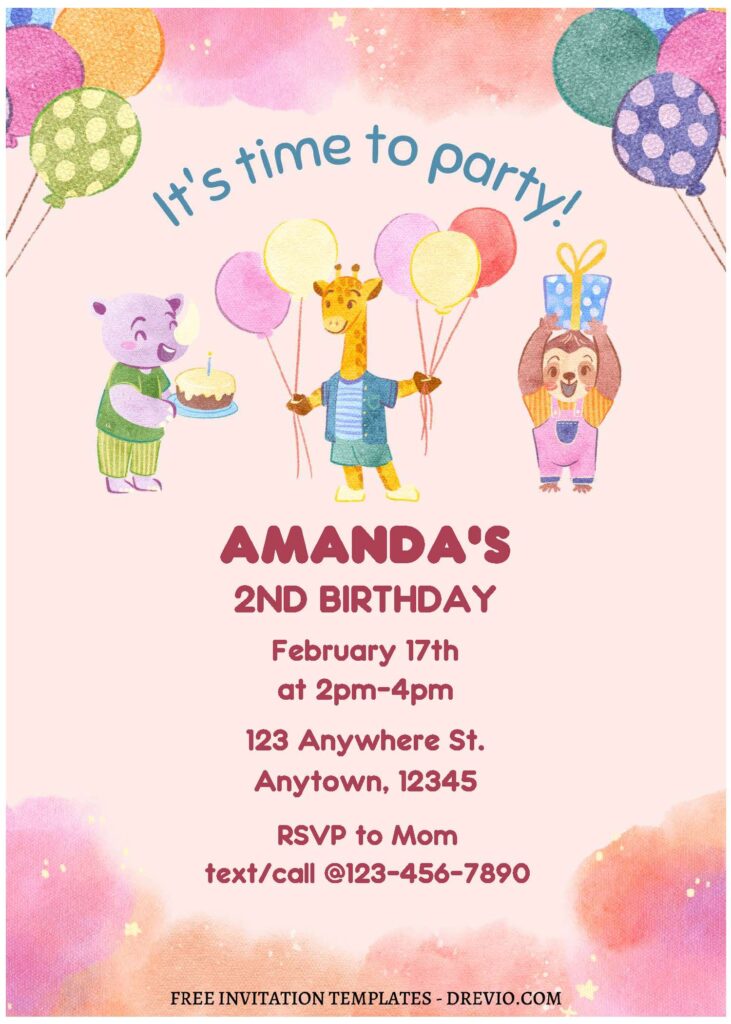 Invitation Template of (Free Editable PDF) Party Animals Kids Birthday Invitation Templates 3