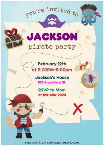 (Free Editable PDF) Ultimate Pirate Adventure Birthday Invitation ...