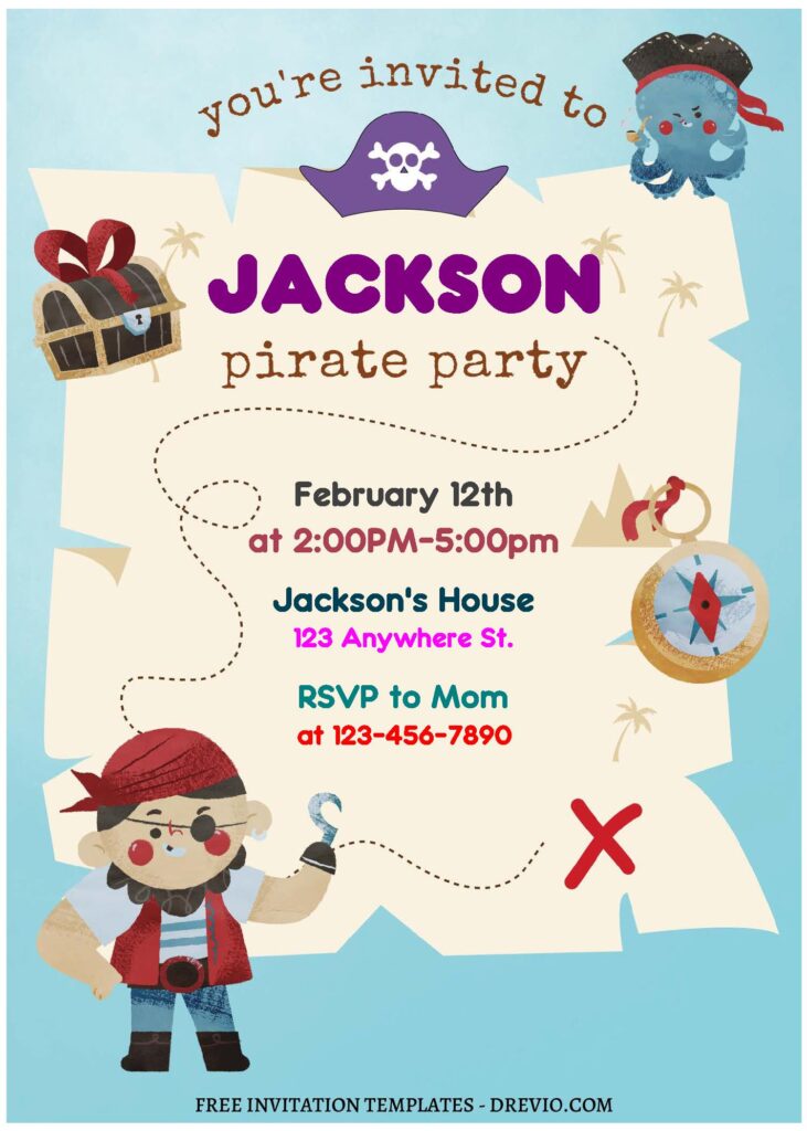 Invitation Template of (Free Editable PDF) Ultimate Pirate Adventure Birthday Invitation Templates 3