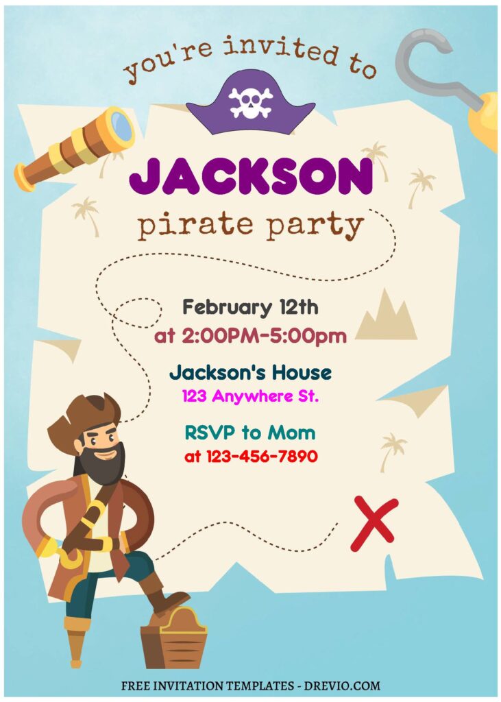 Invitation Template of (Free Editable PDF) Ultimate Pirate Adventure Birthday Invitation Templates 1