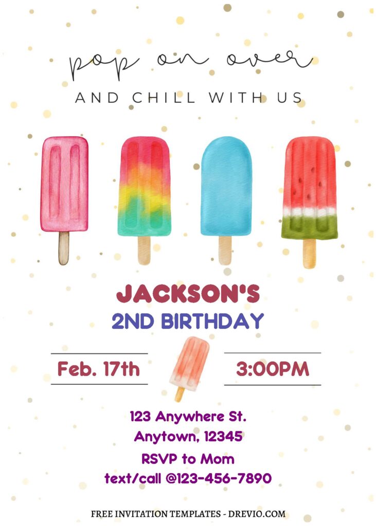 (Free Editable PDF) Popsicle Summer Birthday Invitation Templates C