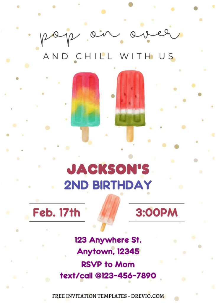 (Free Editable PDF) Popsicle Summer Birthday Invitation Templates B