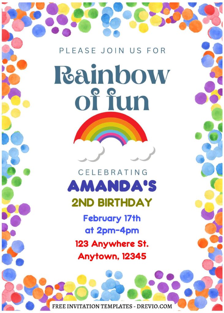 Invitation Template of (Free Editable PDF) Colorful Rainbow Of Fun Birthday Invitation Templates 2