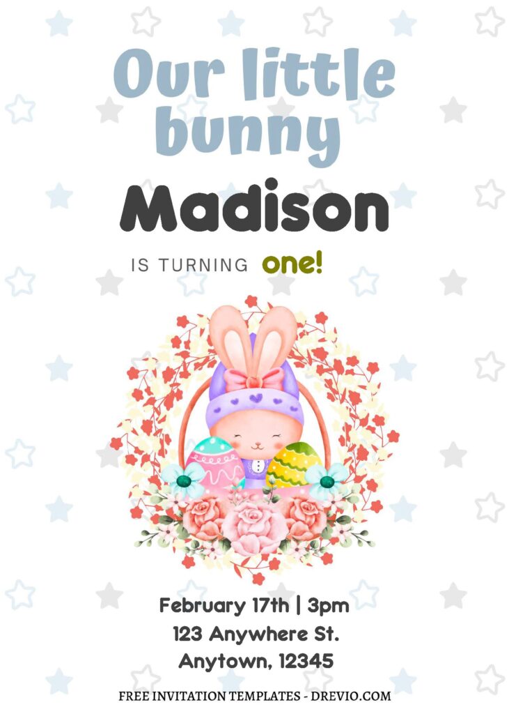 (Free Editable PDF) Some Bunny Birthday Invitation Templates C
