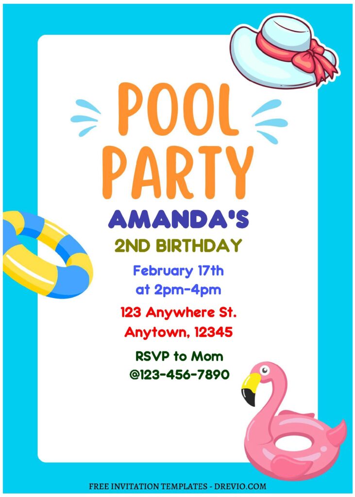 Invitation Template of (Free Editable PDF) Adorable Summer Pool Kids Birthday Party Invitation Templates 1