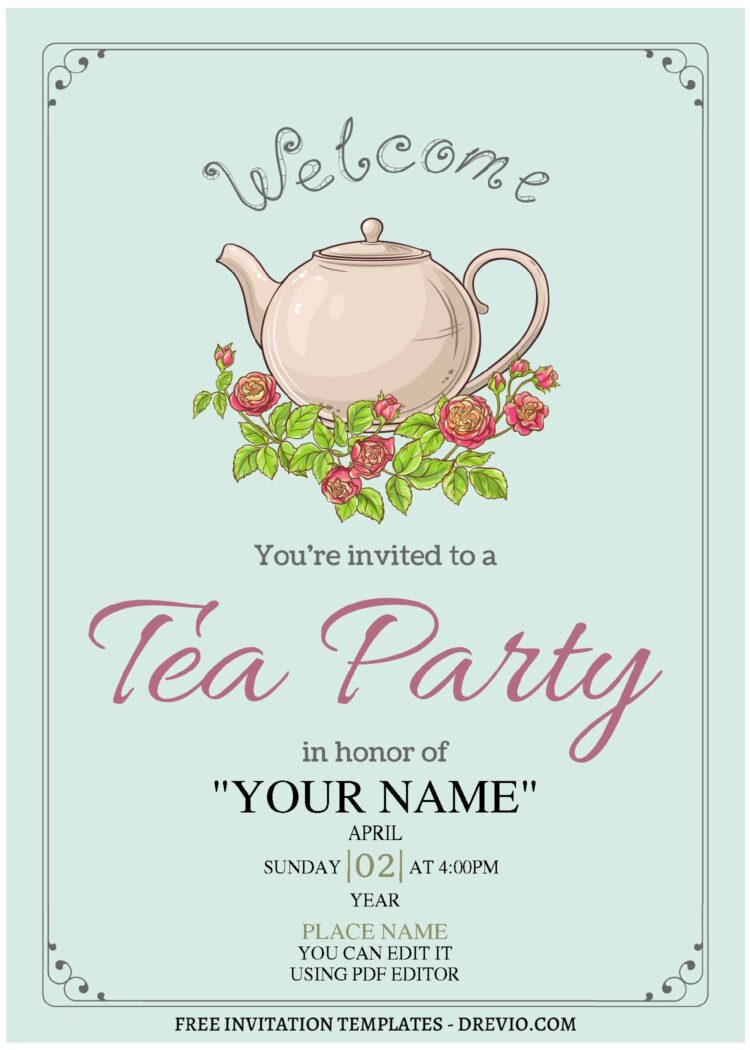 Free Editable Pdf Adorable Tea Party Birthday Invitation Templates Download Hundreds Free 0363