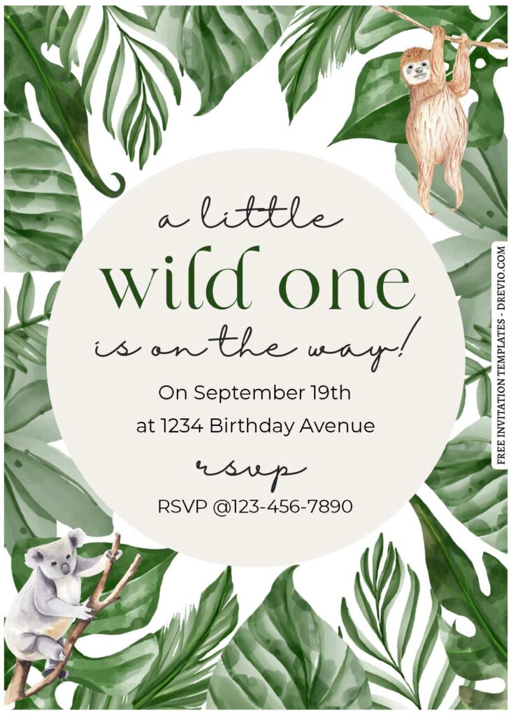 (Free Editable PDF) Watercolor Wild One Birthday Invitation Templates with dried foliage