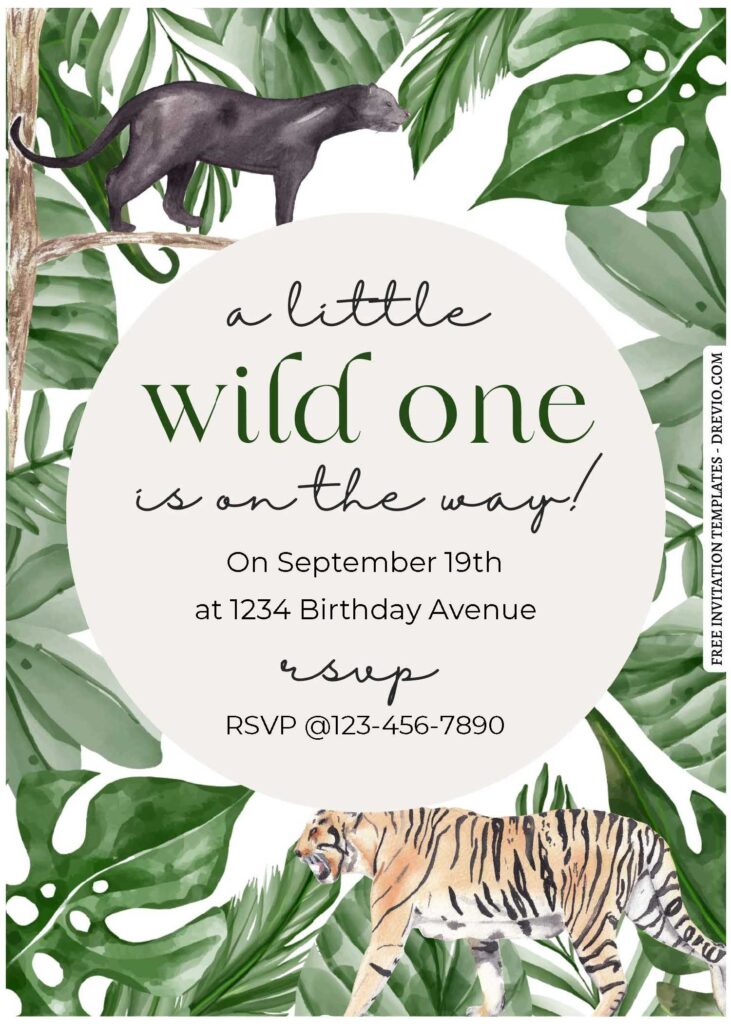 (Free Editable PDF) Watercolor Wild One Birthday Invitation Templates with cute wording