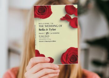 (Free Editable PDF) Glamorous Rose Wedding Invitation Templates J