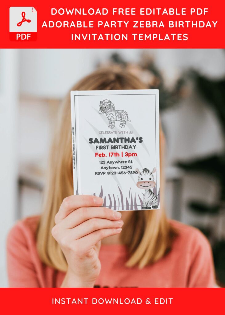 Invitation Template of (Free Editable PDF) Party Zebra Birthday Invitation Templates 4