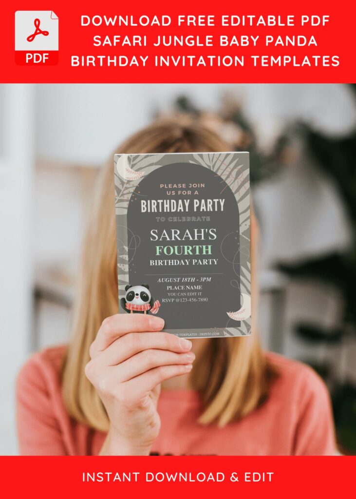 Invitation Template of (Free Editable PDF) Wild Jungle Safari Panda Birthday Invitation Templates 5