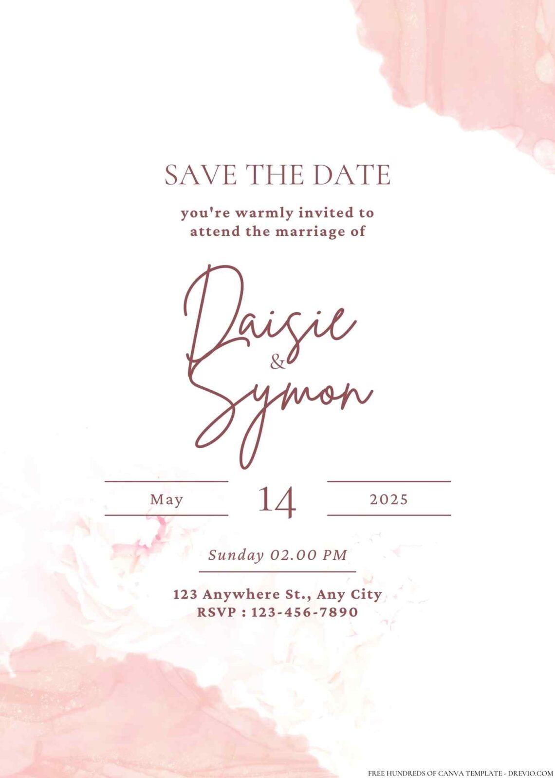 16+ Pastel Rose Gold Splash Canva Wedding Invitation Templates ...