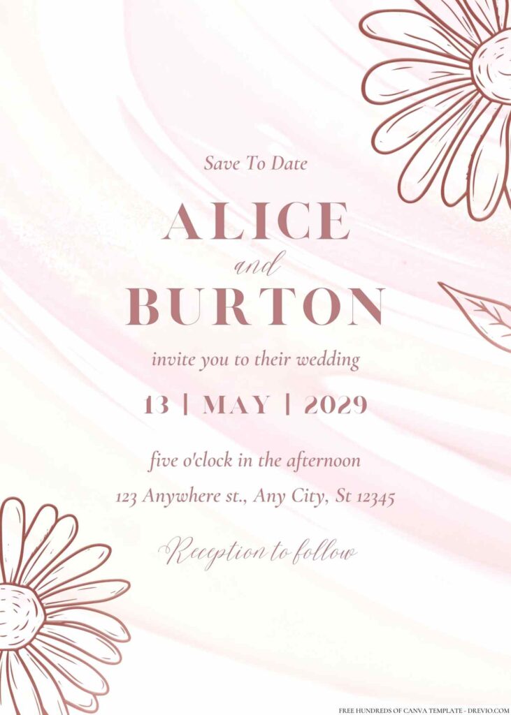 Free Editable Line Rose Gold Gradient Wedding Invitation 