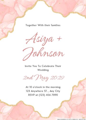 22+ Rose Gold with Gold Line Canva Wedding Invitation Templates ...