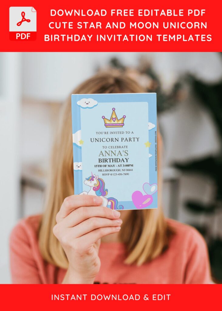 Invitation Template of (Free Editable PDF) Twinkle Horn Unicorn Birthday Invitation Templates 5