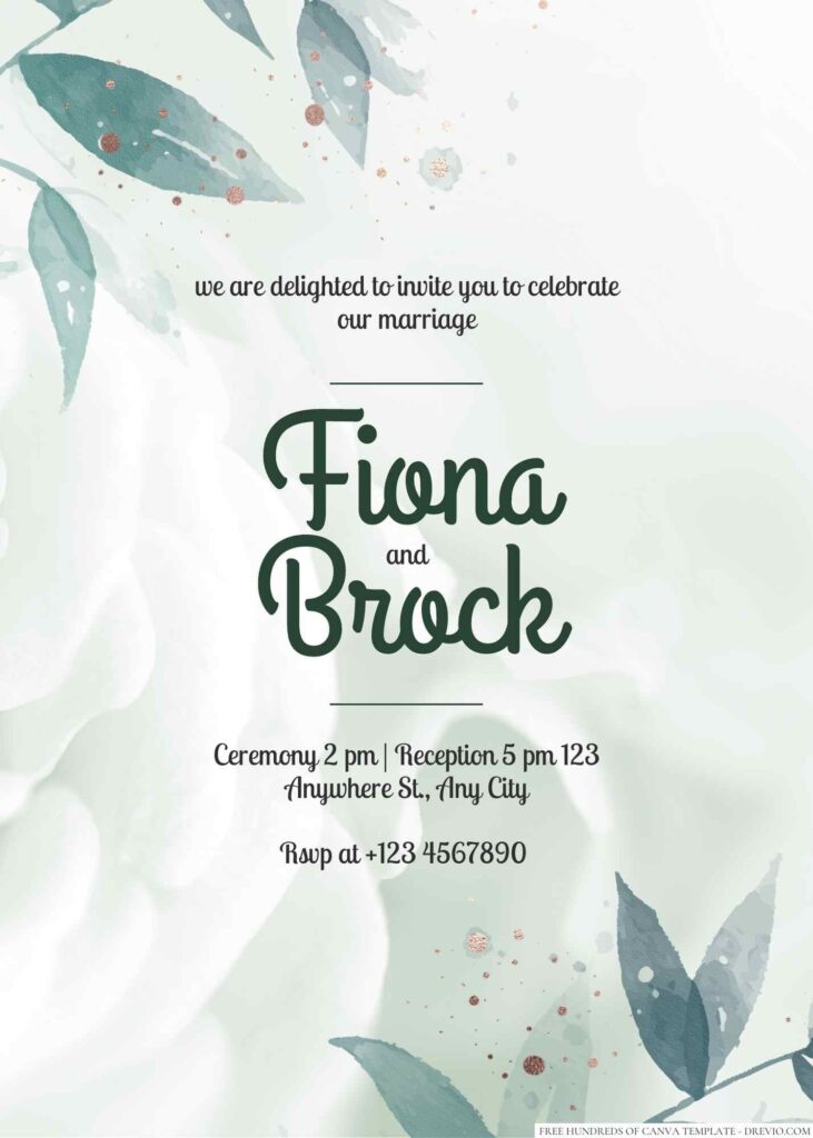 Free Editable Minimalist Greenery Tropical Leaves Wedding Invitation