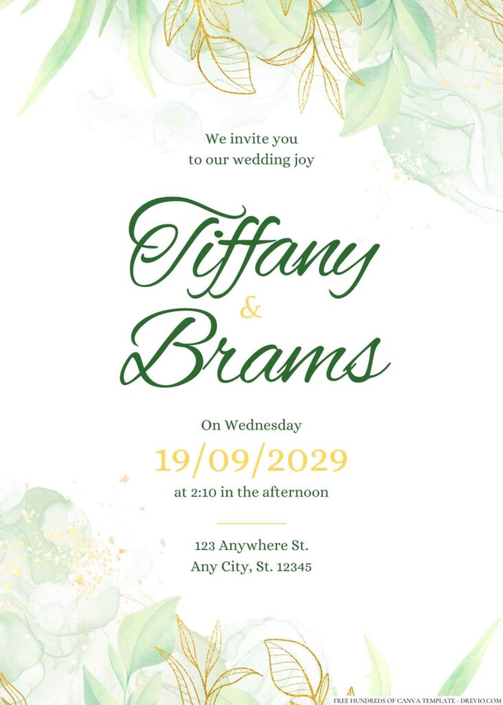 Free Editable Minimalist Greenery Tropical Floral Wedding Invitation