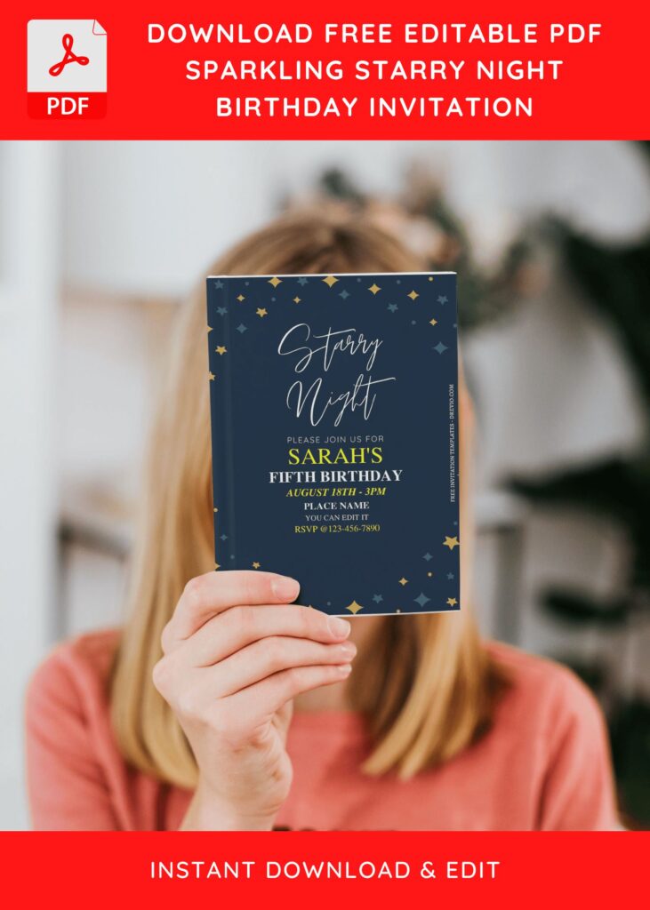 Invitation Template of (Free Editable PDF) Starry Night Kids Birthday Invitation Templates 6