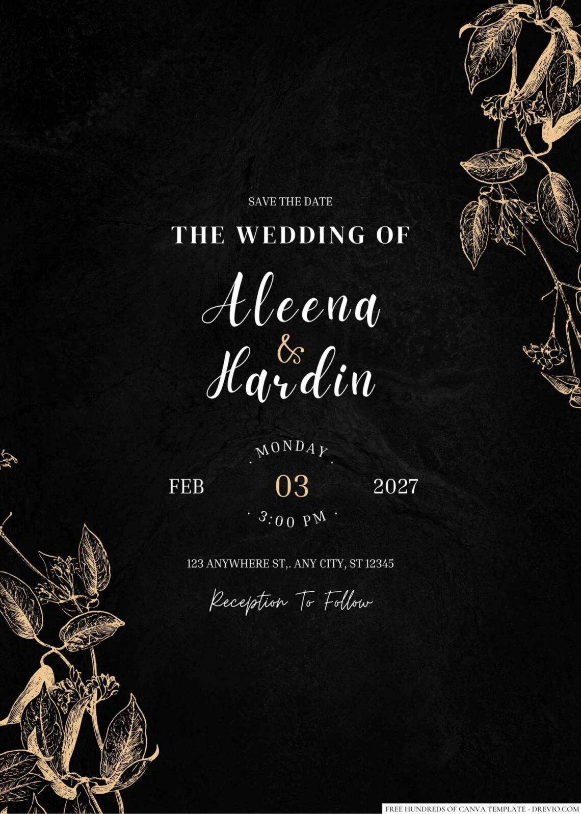 Free Editable Chalkboard Floral Illustration Drawing Line Wedding Invitation