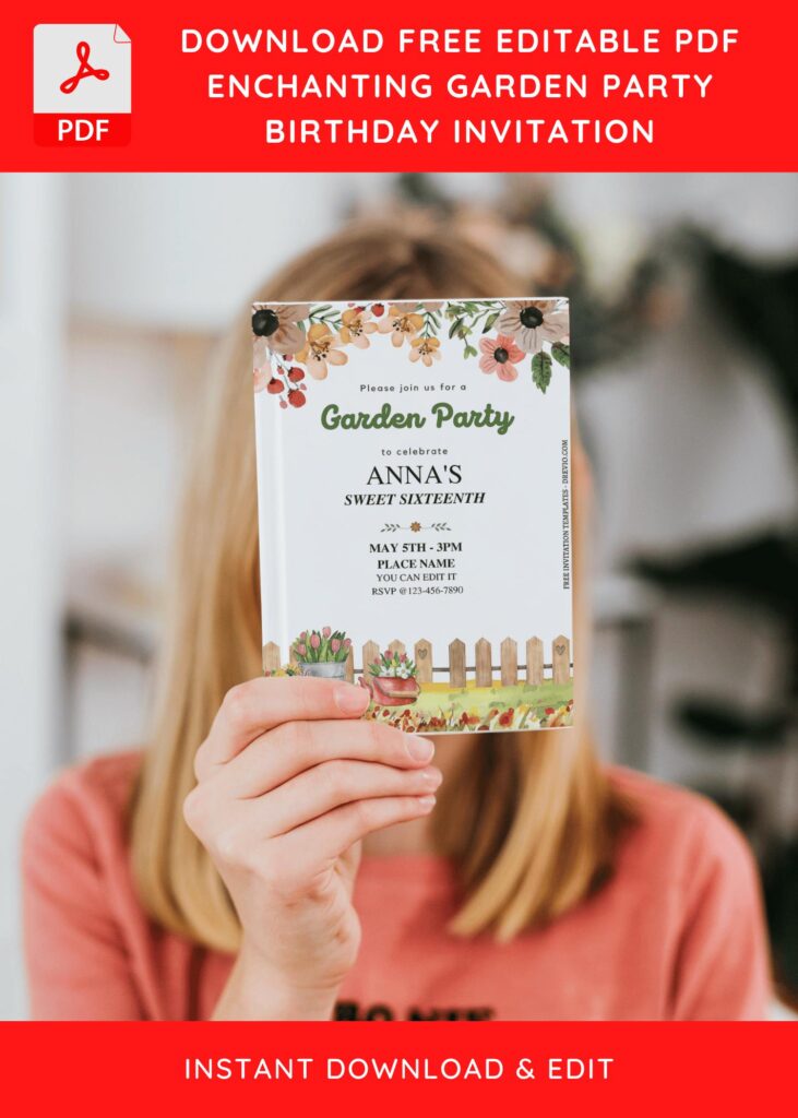 (Free Editable PDF) Backyard Garden Birthday Party Invitation Templates J