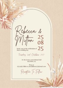 22+ Rustic Dried Tropical Leaves Canva Wedding Invitation Templates ...