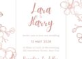 Free Editable Metallic Line Floral Rose Gold Wedding Invitation