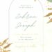 Free Editable Minimalist Greenery Gold Leaves Wedding Invitation