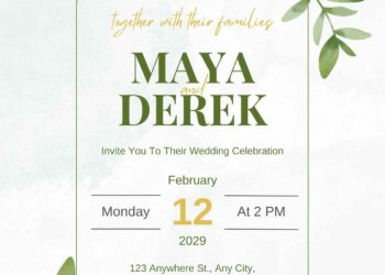 Minimalist Greenery Rustic Leaves Canva Wedding Invitation Templates