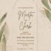 Free Editable Rustic Green Gold Leaves Wedding Invitation