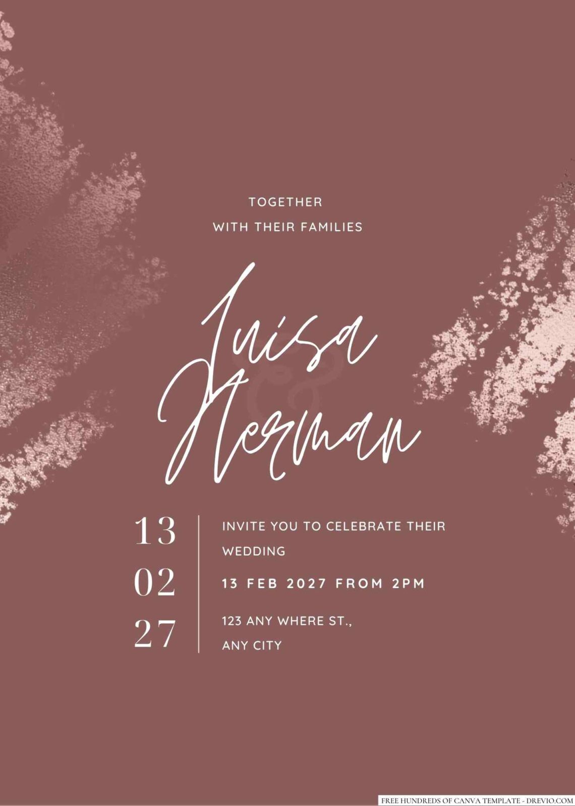 16+ Rose Gold Stipple Canva Wedding Invitation Templates | Download ...