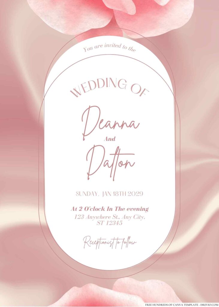 Free Editable Rose Gold Pink Roses Watercolor Wedding Invitation