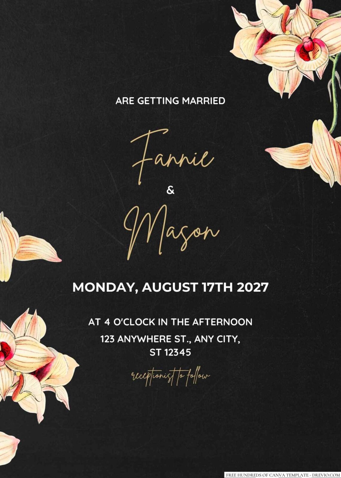 Free Editable Chalkboard Vintage Copper Floral Wedding Invitation