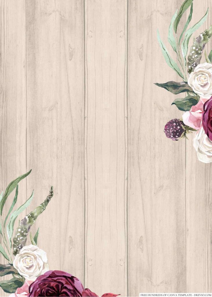 Invitation Template of 18+ Wood Rustic Garden Floral Canva Wedding Invitation Templates 9