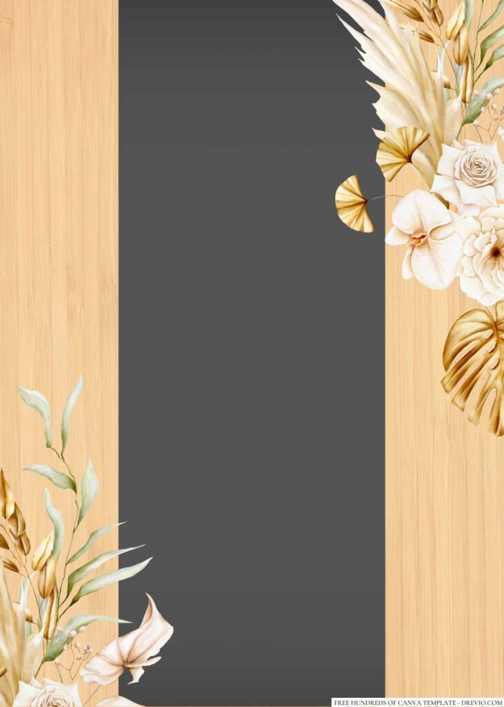 Invitation Template of 14+ Wood Delicate Golden White Canva Wedding Invitation Templates 1