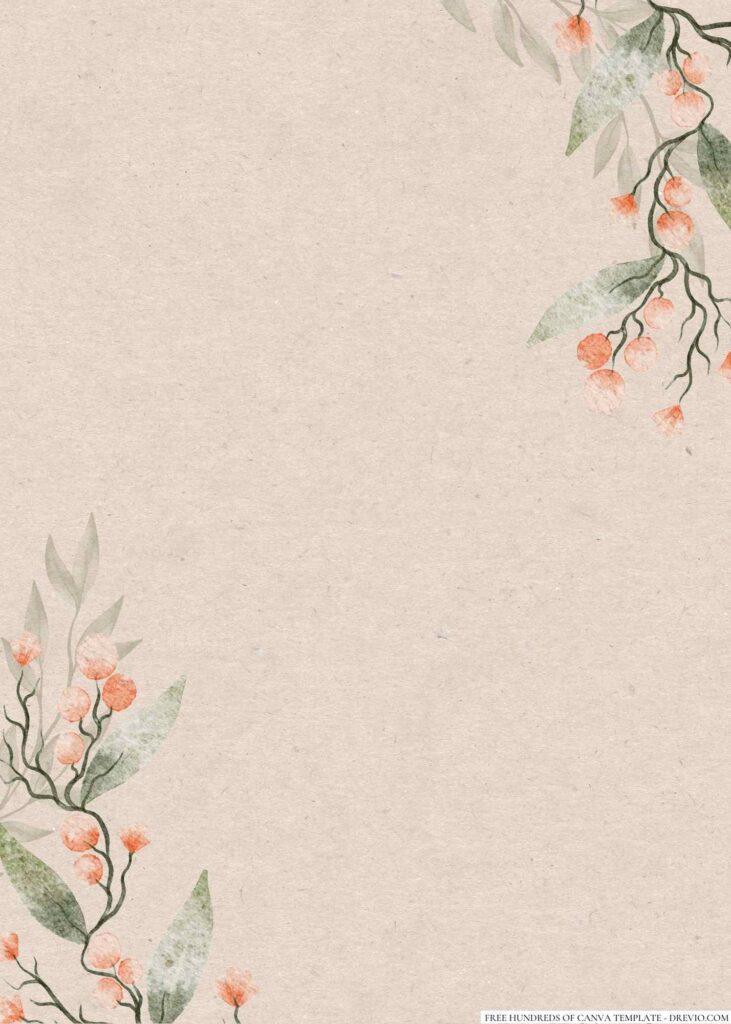 Invitation Template of 14+ Rustic Watercolor Orange Green Leaves Canva Wedding Invitation Templates 1