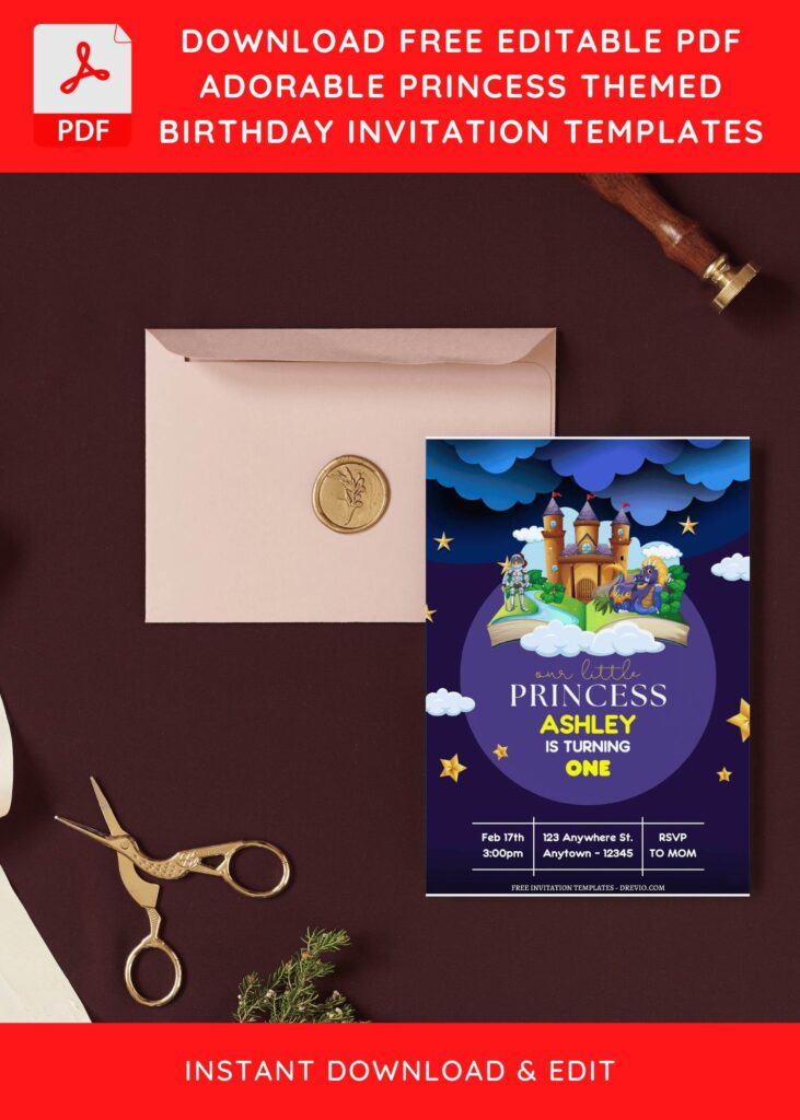 (Free Editable PDF) Twilight Princess Birthday Invitation Templates I