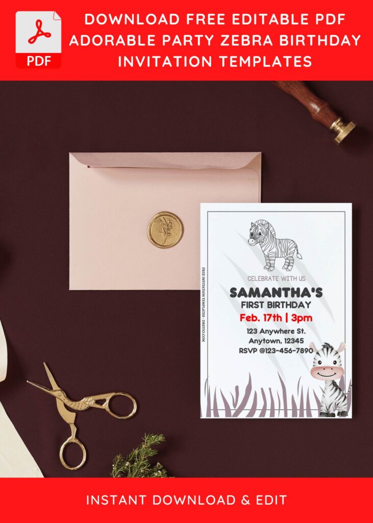 Invitation Template of (Free Editable PDF) Party Zebra Birthday Invitation Templates 10