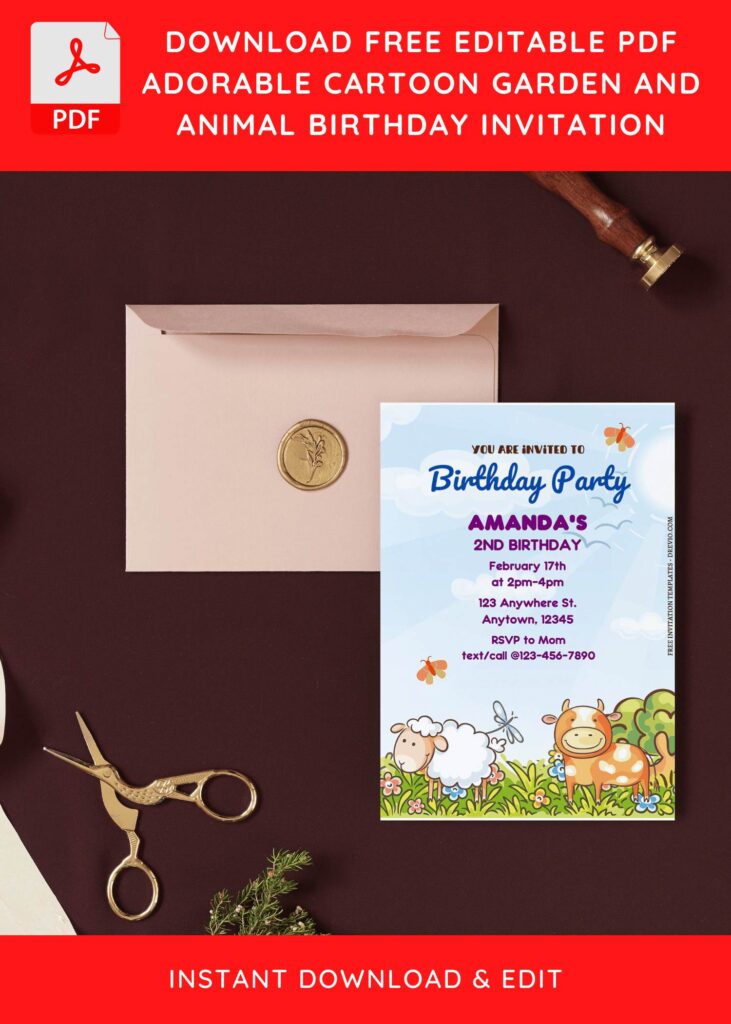 Invitation Template of (Free Editable PDF) Adorable Nursery Farm Animal Birthday Invitation Templates 9