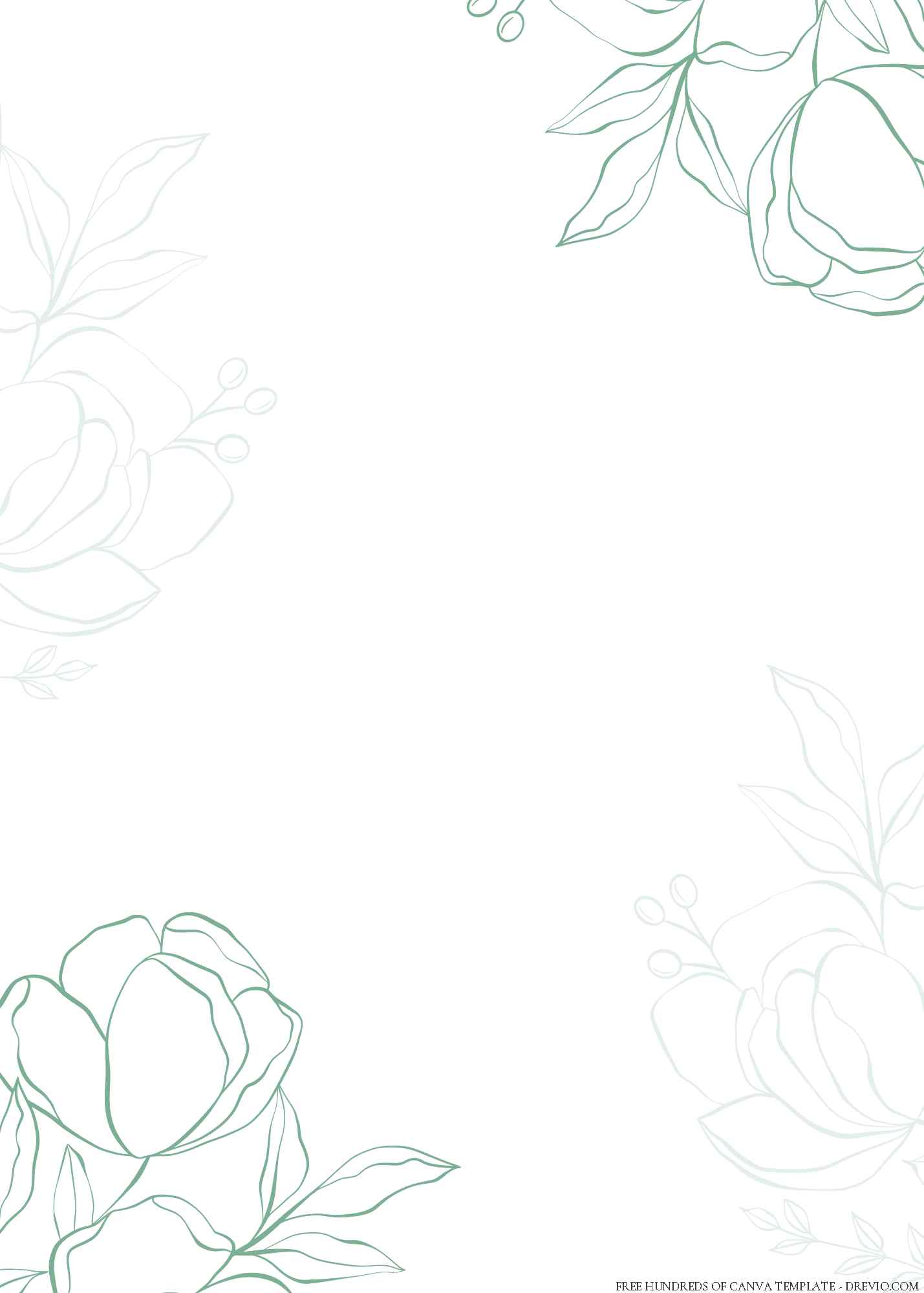 22 Minimalist Green Handdrawn Floral Canva Wedding Invitation Templates Download Hundreds