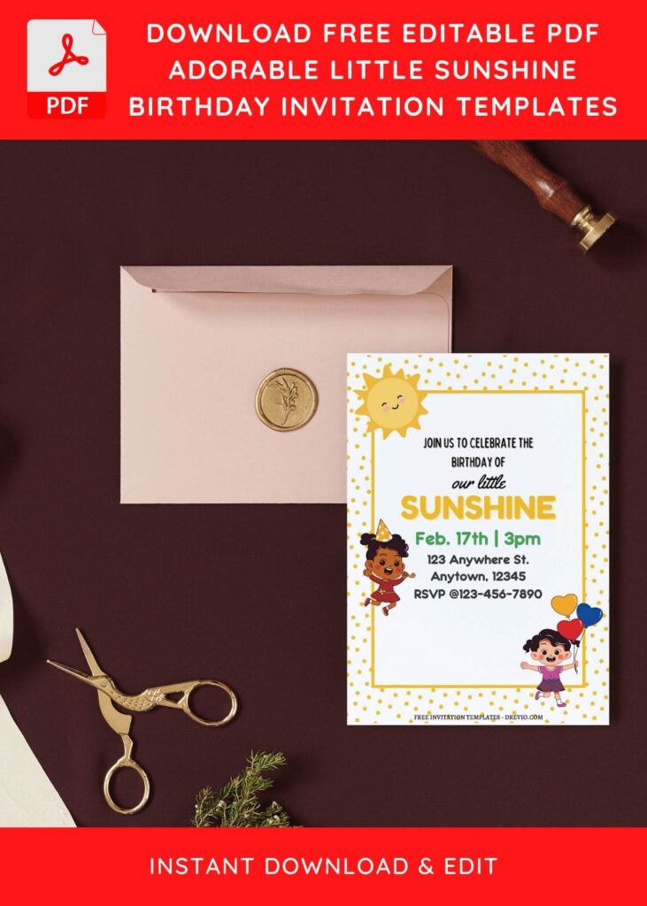 Invitation Template of (Free Editable PDF) Little Sunshine Birthday Invitation Templates 5