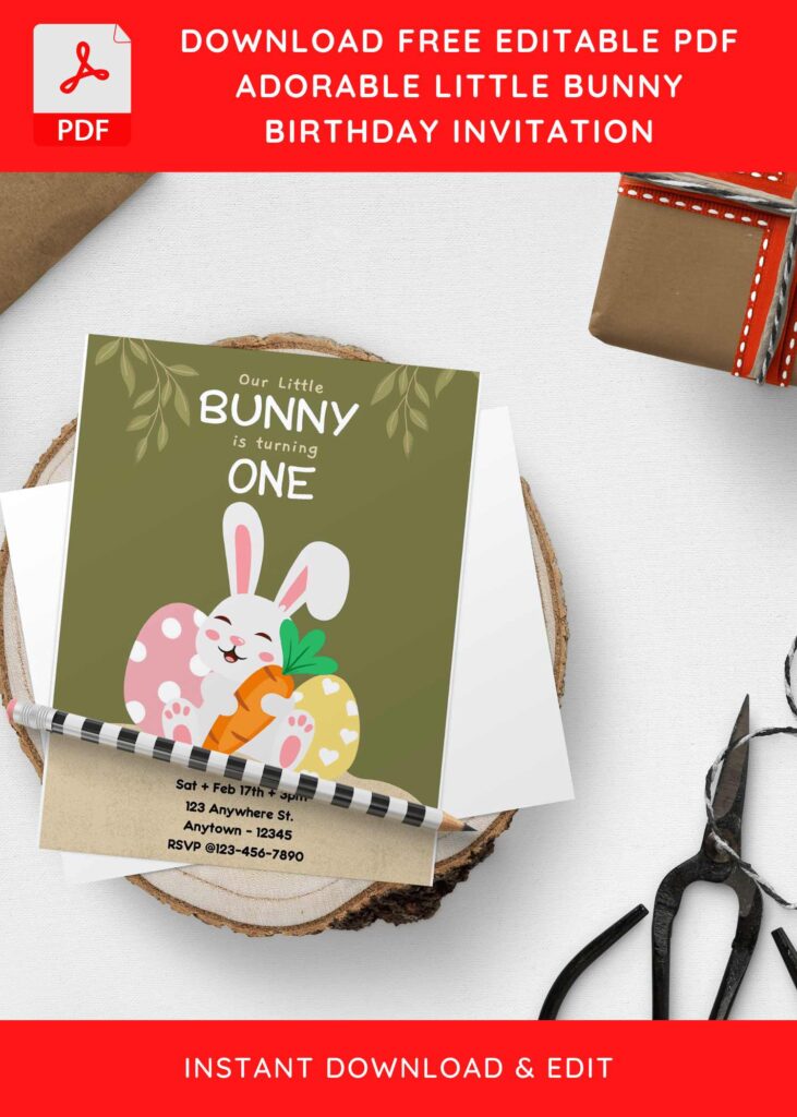 (Free Editable PDF) Beautiful Peter Rabbit Birthday Invitation Templates H