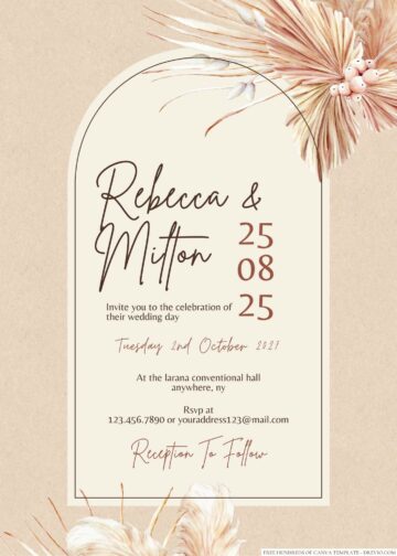 22+ Rustic Dried Tropical Leaves Canva Wedding Invitation Templates ...