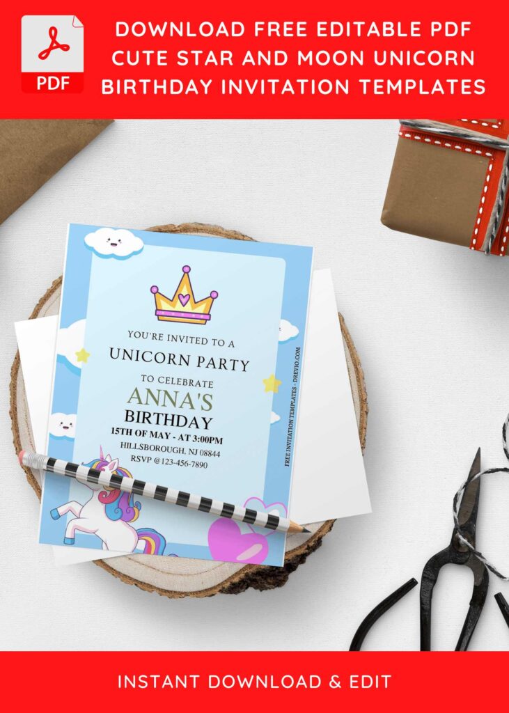 Invitation Template of (Free Editable PDF) Twinkle Horn Unicorn Birthday Invitation Templates 4