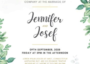 Free Editable Minimalist Greenery Floral Watercolor Wedding Invitation