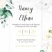 Free Editable Minimalist Greenery White Roses Wedding Invitation