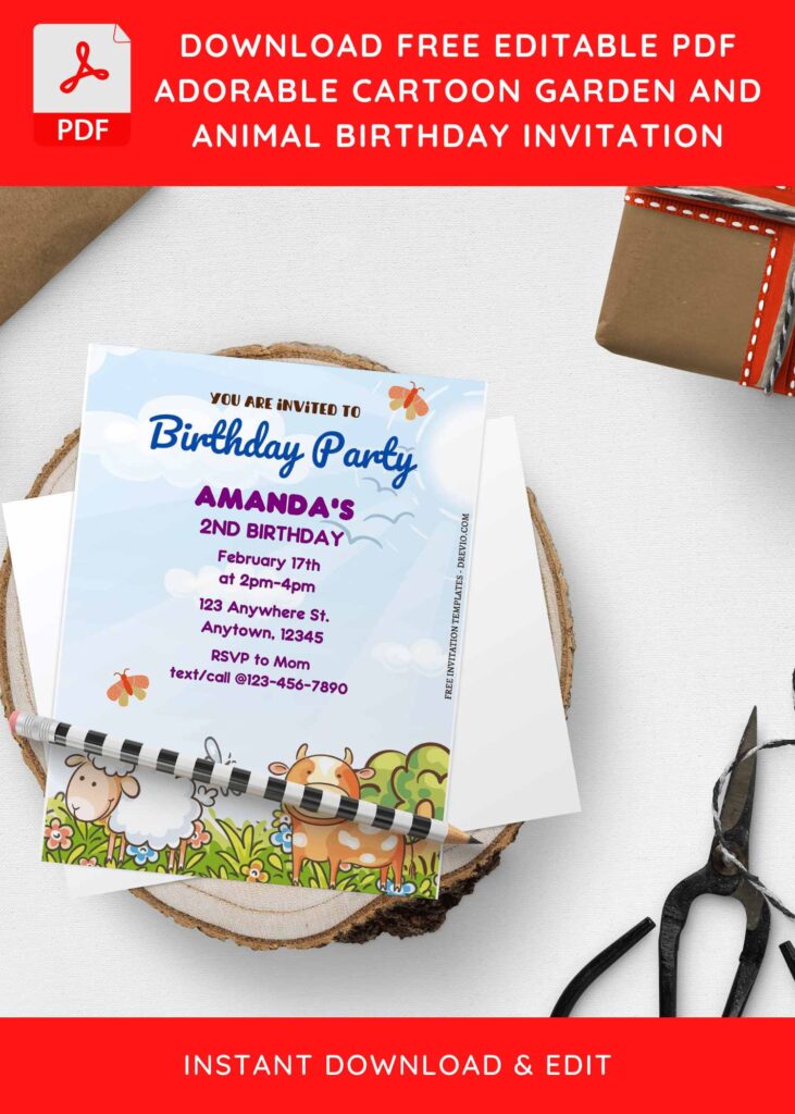 Invitation Template of (Free Editable PDF) Adorable Nursery Farm Animal Birthday Invitation Templates 8