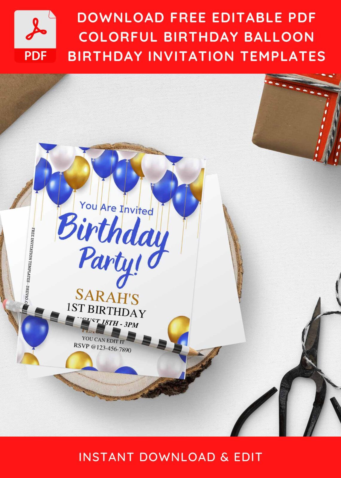 (Free Editable PDF) Joyful Birthday Party Invitation Templates H