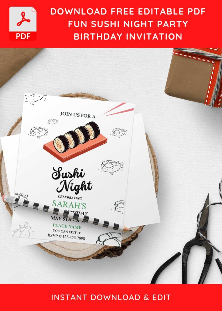 Invitation Template of (Free Editable PDF) Sushi Night Kids Birthday Invitation Templates 5