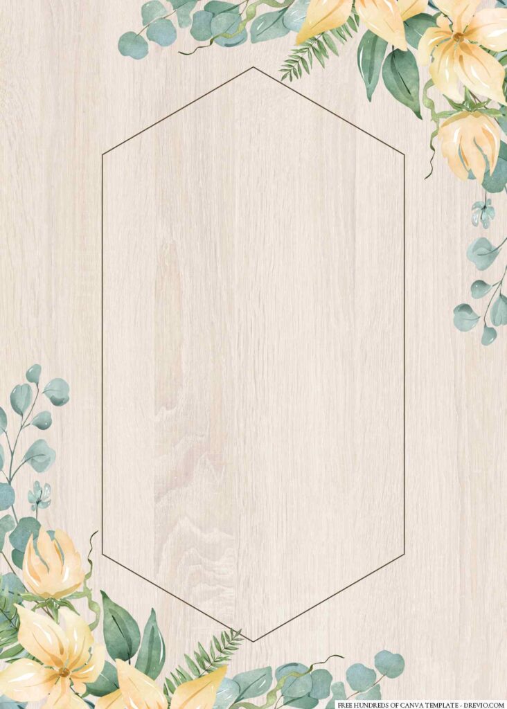 Invitation Template of 22+ Wood Yellow Floral Arrangement Canva Wedding Invitation Templates 2