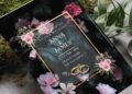 (Free Editable PDF) Dreamy Black Romance Floral Wedding Invitation Templates